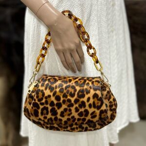Leopard Print Handmade Real Hair-on Horsehide Fold Over Flap Bag/Crossbody